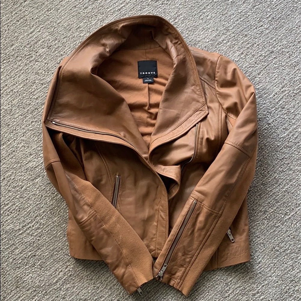 Trouve camel leather jacket